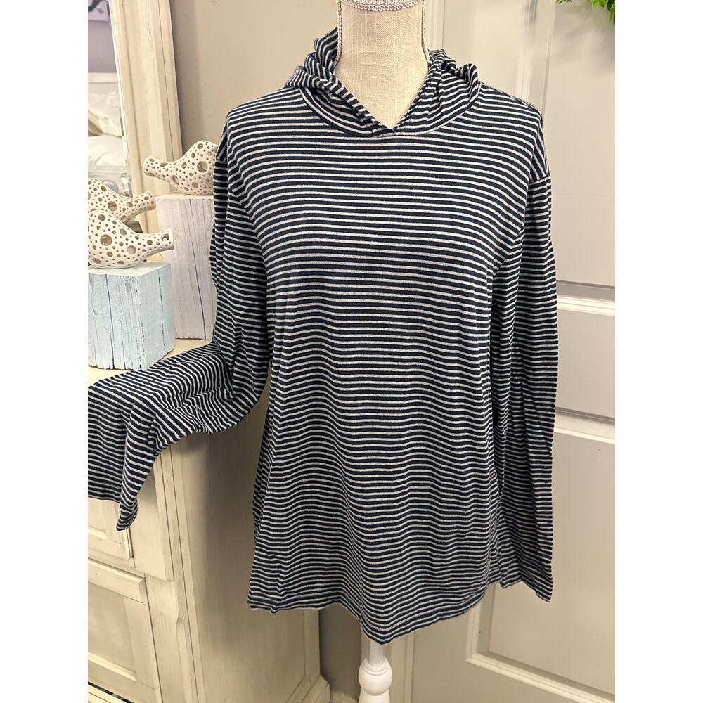 Gap Size Large Navy and Grey Striped Hoodie Preppy Casual Classic